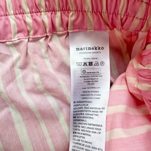 New Marimekko Jokapoika Shorts Pink White Striped Long Boxer Shorts Size Large - Picture 9 of 12